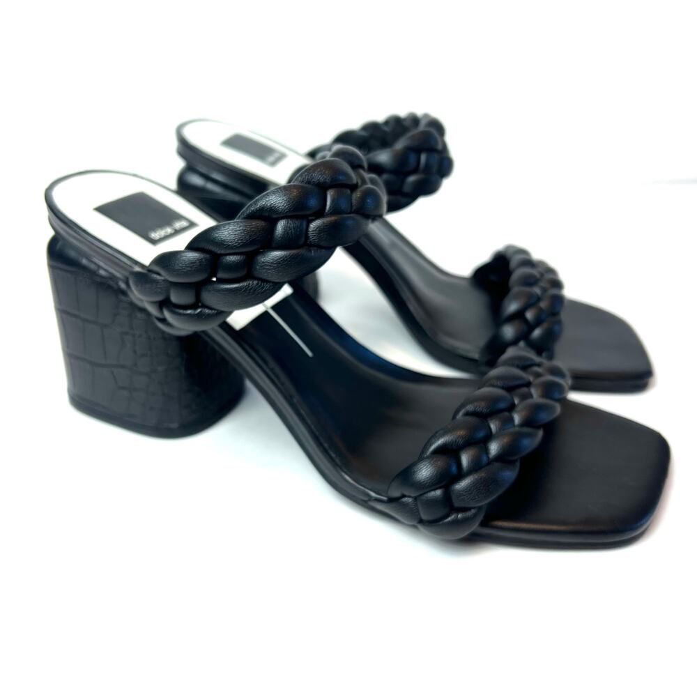 Dolce Vita Paily Black Braided Block Heel Sandals Size 9.5